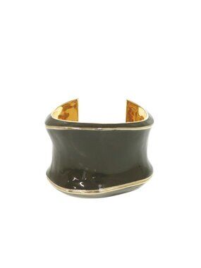 Gucci Wide Bangle Metal Khaki Green Gold Bracelet